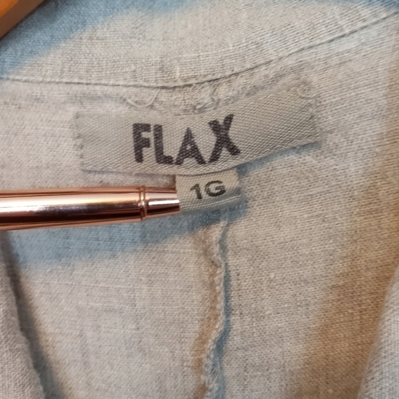 Flax 100% Linen Lagenlook Button Up Collared Shirt Jacket Tan Size 18 - Picture 8 of 10